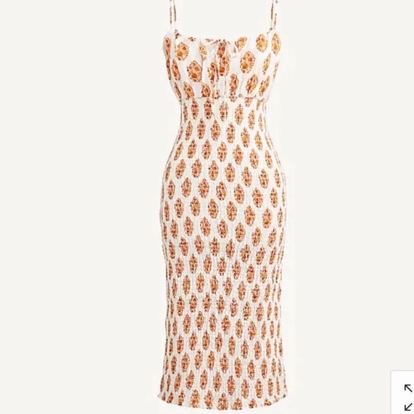 NWT JCrew Smocked linen dress in gathered floral block print - Picture 1 of 6